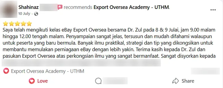 Screenshot review Facebook