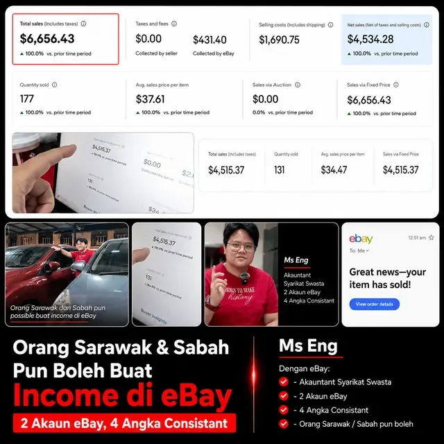 Ms Eng, akauntan dari Sarawak: 2 akaun eBay, jualan 4 angka konsisten