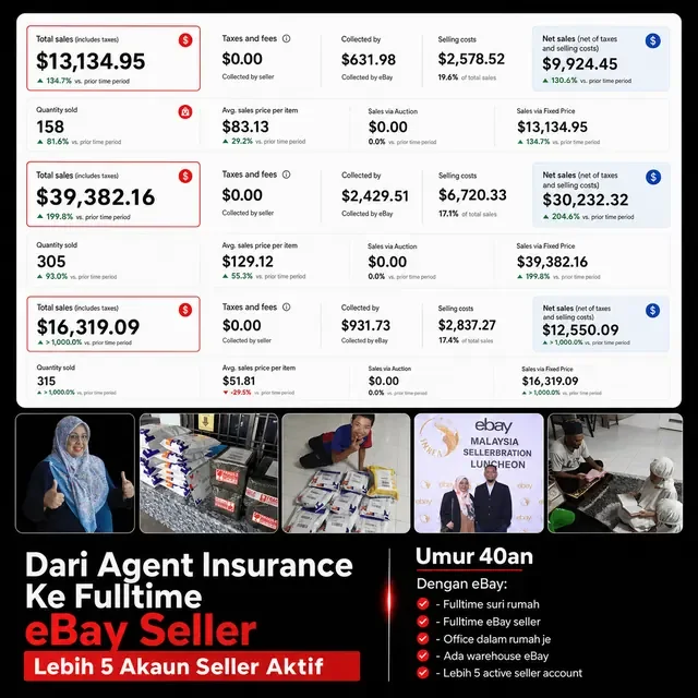 Student umur 40an: dari agent insurans ke fulltime eBay seller, lebih 5 akaun seller aktif